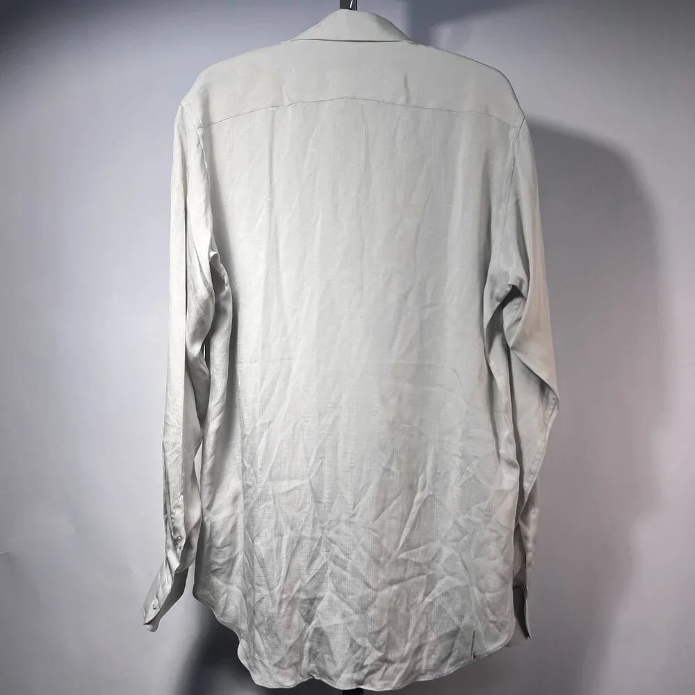 GUCCI Monogram Fabric 100% Silk‎ Taupe Button Down Men 15 1/2-39 AUTH VTG NWOT